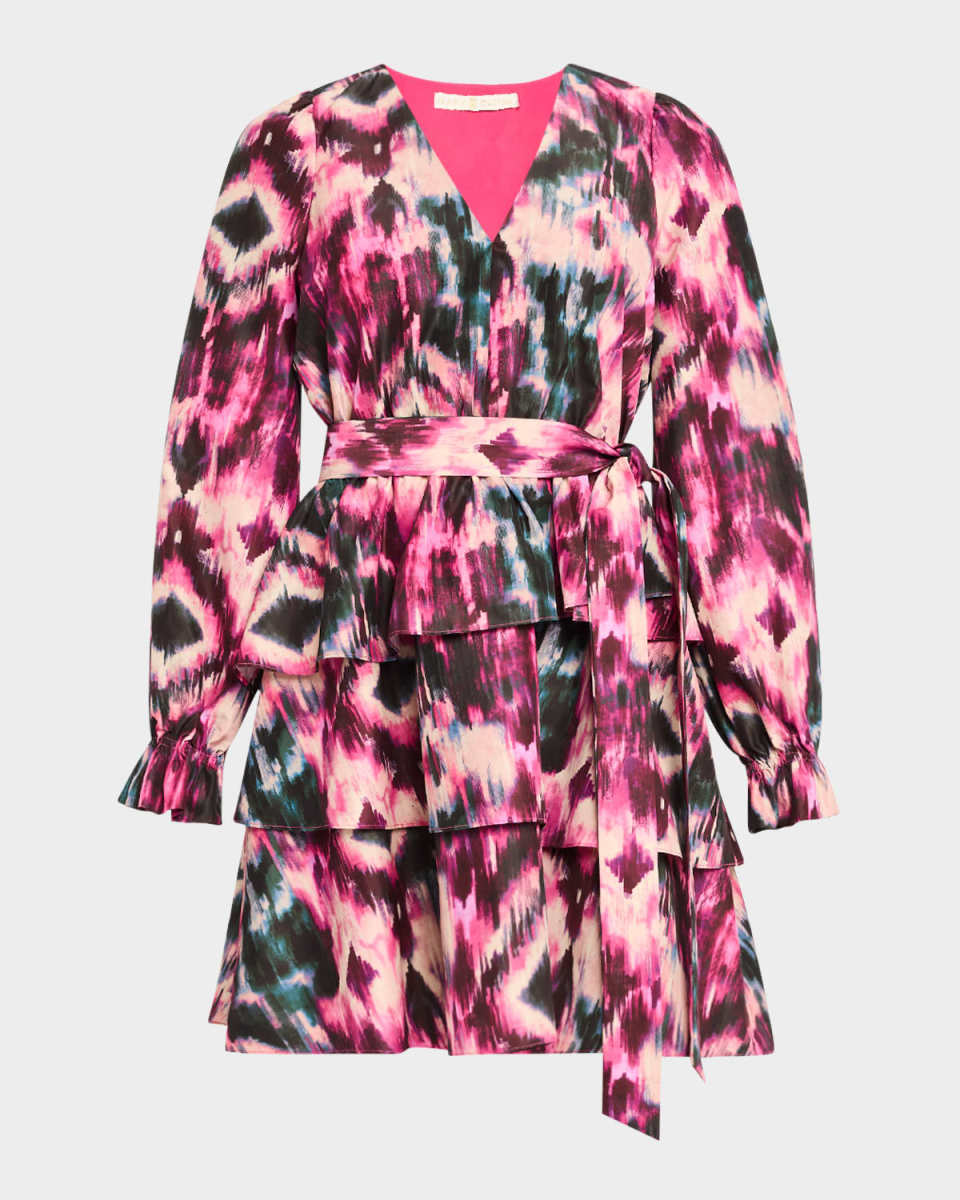 Umbra Abstract-Print Ruffle Tiered Mini Dress